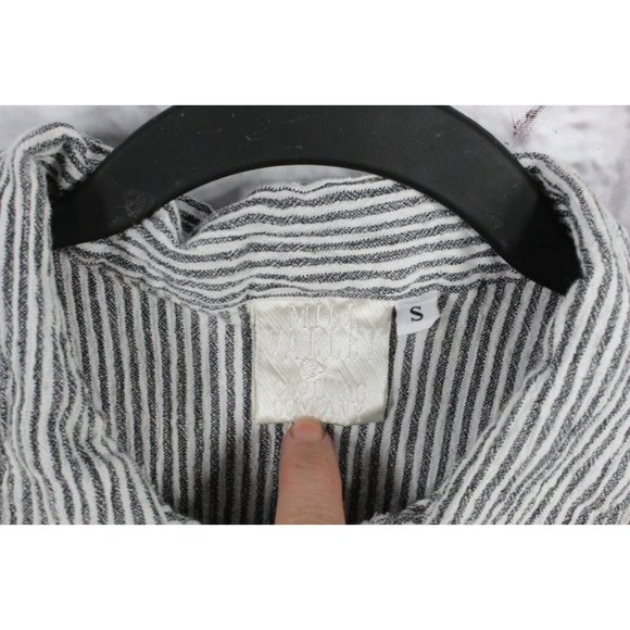 Vintage Mill Valley Black Pinstriped Linen Tops Size S - Picture 4 of 9